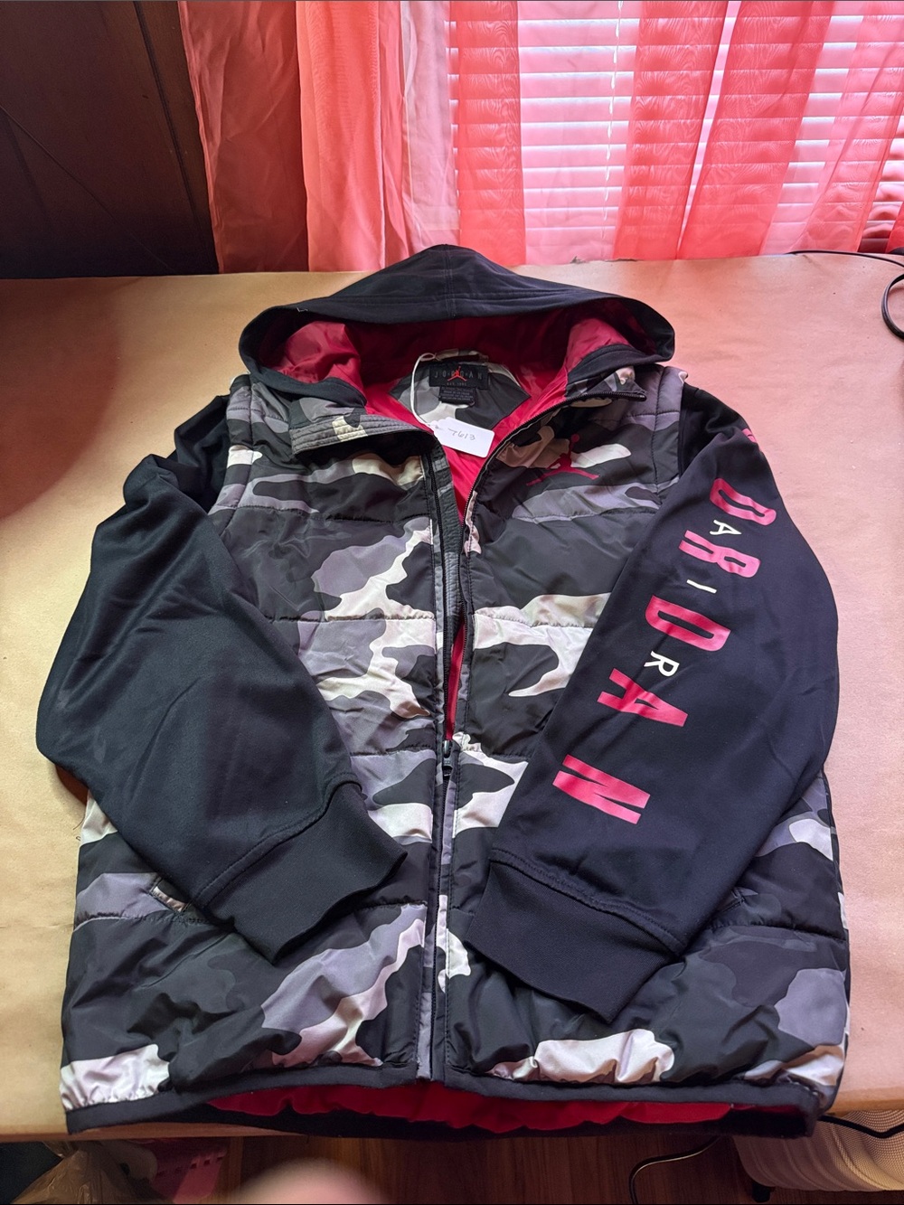 Jordan Black & Pink Camo Hooded Puffer Jacket